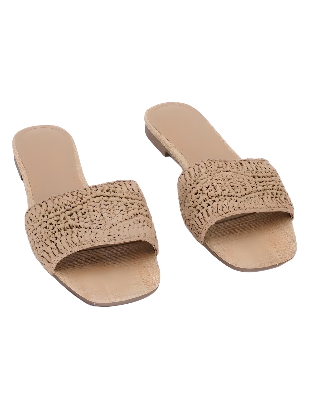 AQUA Dyln Natural Raffia Slide Sandals Size 8M
